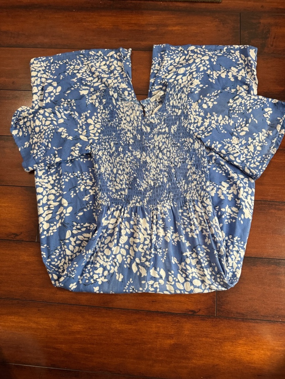 Smocked Blue Floral Kids One-Piece Bodysuit